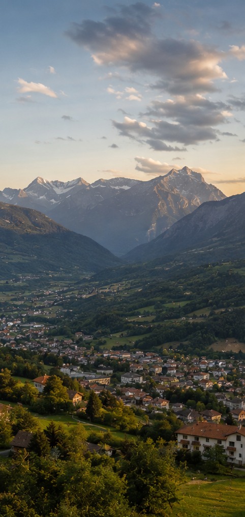 Vue panoramique du massif de Belledonne et de la vallée du Grésivaudan